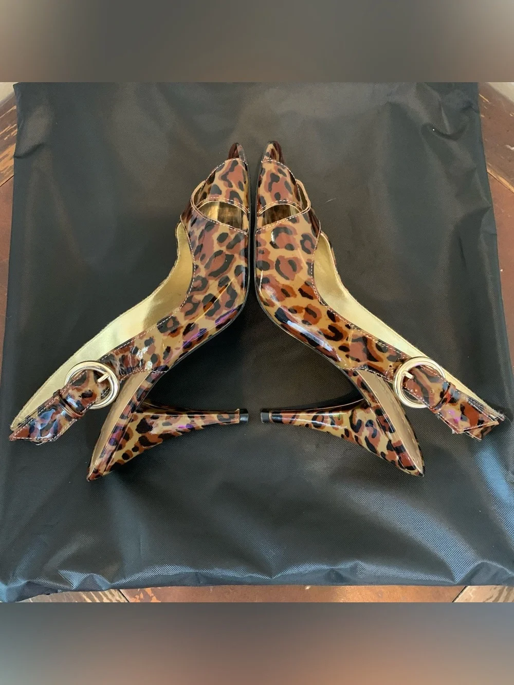 BCBGirls Leopard Print Slingback Peep-Toe Heels